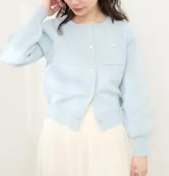 【natural couture】ポリニット金釦ポケ付きカーディガン【美品】