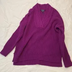 used Ralph Lauren cotton パープル ケーブル　ニット