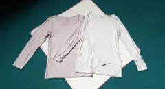 ユニクロ　ヒートテック長袖肌着　150　2枚セット（ホワイト・パープル）