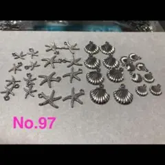 シルバー貝殻ヒトデチャーム　ハンドメイドパーツ　アクセサリーパーツ　素材　パーツ
