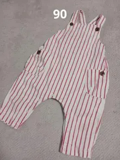 ベビー　オーバーオール　90サイズ　ストライプ柄