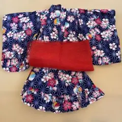 花柄浴衣ドレス 110cm 帯付き