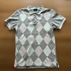 グレー・ピンク ダイヤモンドパターン ポロシャツ サイズ3