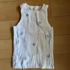 リブ編みノースリーブタンクトップ