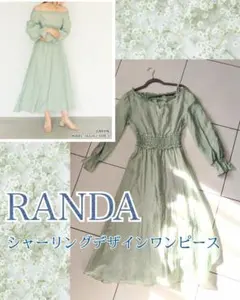 RANDA　シャーリングデザインワンピース グリーン