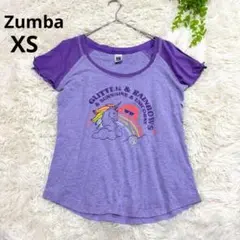 Zumbaズンバ◆ユニコーンラグランTシャツ(XS)パープル　袖アレンジのサムネイル