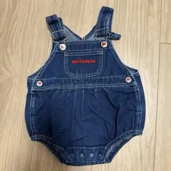 miki HOUSE デニム オーバーオール ロンパース 80