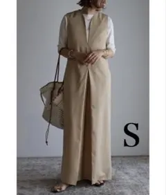 BONJOUR SAGAN ディープVネックオールインワン　ライトベージュ　S