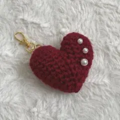 ハンドメイド 編み物 かぎ編み キーホルダー ハート あみぐるみ チャーム