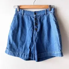earth アース　レディース　パンツ　ハーフパンツ　デニム　M ボタンのサムネイル