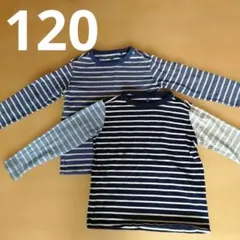 ユニクロボーダー 長袖カットソー 2枚セット 120サイズ　無香料