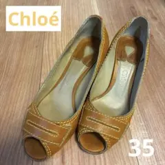 Chloé クロエ オープントゥ パンプス レザーブラウン Rのサムネイル