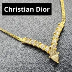 DIOR Christian Dior ディオール ストーン ネックレス 金色