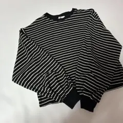 Loury's Farm ブラック/ホワイトストライプ 長袖Tシャツ M