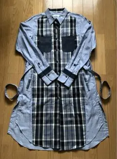 ko hacjionシルクチェック柄切替シャツワンピース 新品未使用