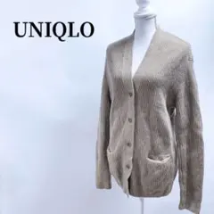 UNIQLOユニクロストライプニットカーディガンレディースSブラウンベージュ