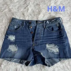 新品未使用　H&M ダメージデニムショートパンツ EUR34