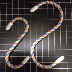 S字フック パラコード 白地レインボー 大小 同柄 2個セット №F7