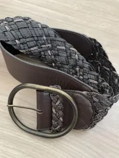編み込みデザイン ベルト ブラウン系のサムネイル
