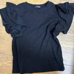 URBAN CHERR フリル袖 リブTシャツ ブラック 120のサムネイル