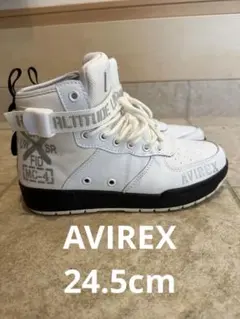 AVIREX ダイヤル式ハイカットスニーカー ホワイト/レッド - メルカリ