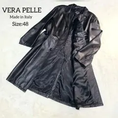 イタリア製✨VERA PELLE 本革 ソフトレザーチェスターコート 黒 48のサムネイル
