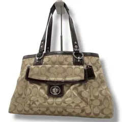 美品✨A4可 コーチ トートバッグ ナイロンキャンバス×レザー ターンロック