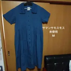 《サマンサモスモス》チュールレース襟ワンピース ブルーM