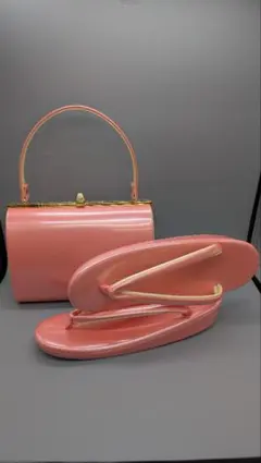 振袖用　草履バックセット　合皮　ピンク/黄色　Freesize　新品未使用