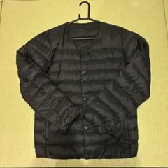 無印良品 ノーカラーダウンジャケット S ブラック ダウン90％ インナーダウン