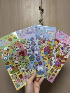 キラキラ キューティーシール 4種 ぷっくりシール レトロ キラキラ