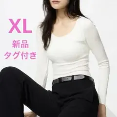 ユニクロ 極暖ヒートテックリブUネックブラTシャツ