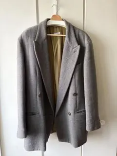 Giorgio Armani 90s ダブルジャケット グレー チェック 46 - メルカリ