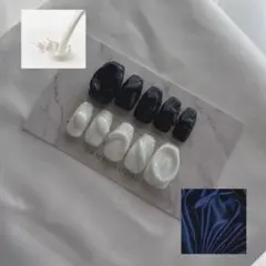 ネイルチップ　ニュアンス　ネイビー　ホワイト