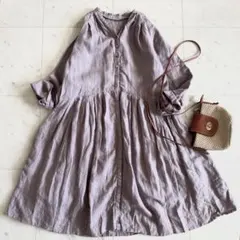 ネストローブ nest robe リネン天然染めチュニックブラウス バラ染
