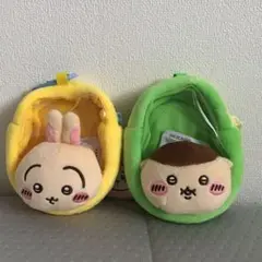 【2種セット】ちいかわ 窓付きお顔ミニポーチ うさぎ くりまんじゅう