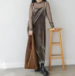 JEANASIS　ベロア キャミワンピース ロング丈