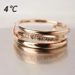 美品✨4℃ ヨンドシー 多連 リング 指輪 ストーン装飾 ゴールド SILVER