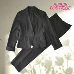 極美品✨️ママスーツ テーラードジャケット/タックパンツ/ブラックL