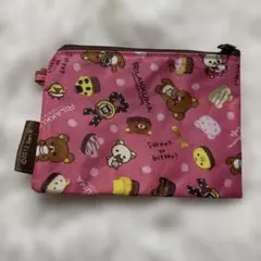 リラックマ フラットポーチ ピンク