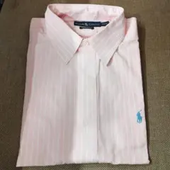 美品　Ralph Lauren ピンク ストライプ 半袖シャツ LL