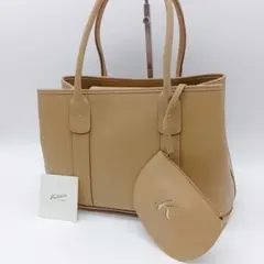 美品✨️ Kitamura キタムラ トートバッグ ロゴ入り ポーチ付 キャメルのサムネイル