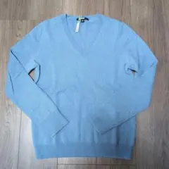 UNIQLO カシミア100%　水色 Vネックニット M　クリーニング済