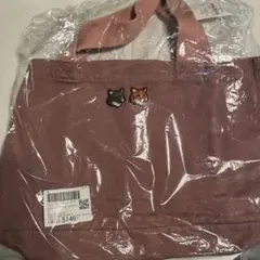 メゾンキツネ　DOUBLE FOX HEAD FADED TOTE ピンク