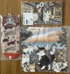 わちふぃーるどダヤン刺繍入りアートタオル・マスクケース2P・ソックス 3点セット