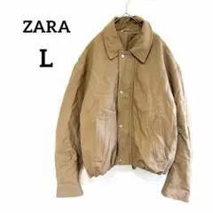 【ZARA】コーチジャケット ベージュ L 切り替え バルーンシルエット 襟付き