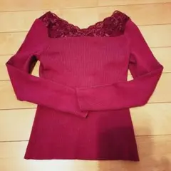 【新品】CECIL McBEE　バーガンディ リブニット
