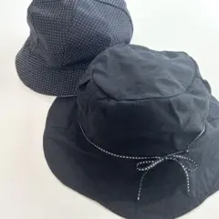 帽子　水玉　レディース　黒　ブラック　2個セット