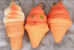 【レア】スクイーズ ソフトクリーム アイス スポンジ系 3点 キーホルダー