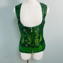 オーストリア製 ユーロ古着 ヒョウ柄 アニマル柄 チロルベスト トップスN466